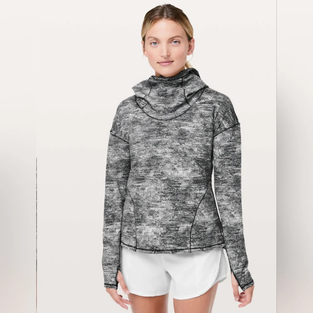 Lululemon Forever Endeavour Long Sleeve Rush Jacquard Black White
